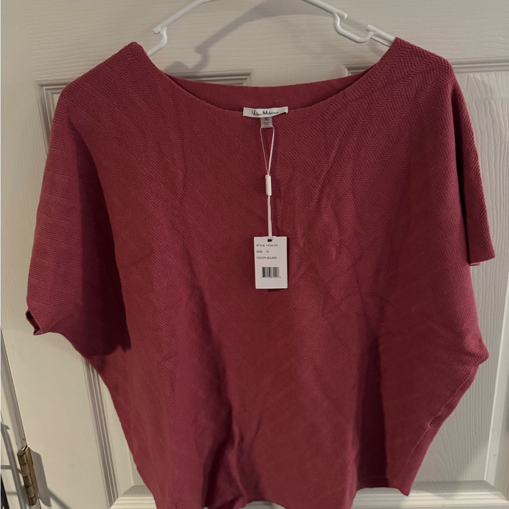 Vila Milano Pink Short Sleeve Knit Top- NWT